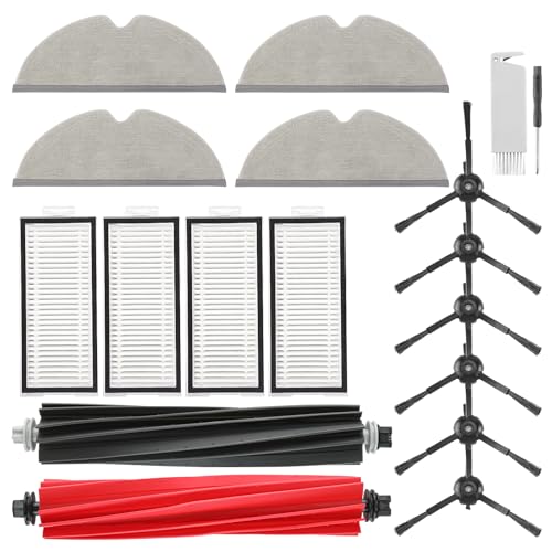 Q5 Pro Accessories Kit Replacement Compatible with Roborock Q5 Pro / Q5 Pro+ / Q8 Max / Q8 Max+ Robot Vacuum, 1 Dual Main Brush, 4 Mop Cloth Pads, 6 Side Brushes, 4 Washable Filter, 1 Tool - color: Q5 Pro/Q8 Max Kit - Black