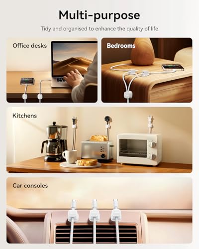 12-Pack Magnetic Cable Clips Cord Organizer-Cable Smooth Adjustable, Rocoren Desk Cable Management Accessories,Cable Holder Clips Wire Holder Keeper for Desktop,Nightstand,Wall,Home Office,Phone,Car - color: 12-White