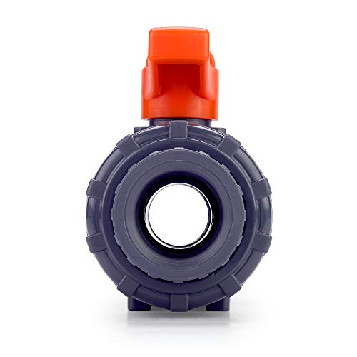 HYDROSEAL Kaplan 1” PVC True Union Ball Valve Threaded (NPT) with Full Port, ASTM F1970, EPDM O-Rings and Reversible PTFE Seats (1'') - size: 1''
