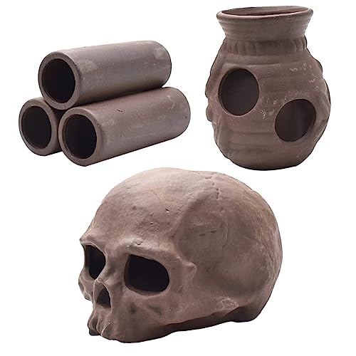 FOMIYES 3pcs Fish Breeding Pots Aquarium Adornments for Shrimp Fish Brown Pottery Hiding Decorative Functional for Aquatic Environments