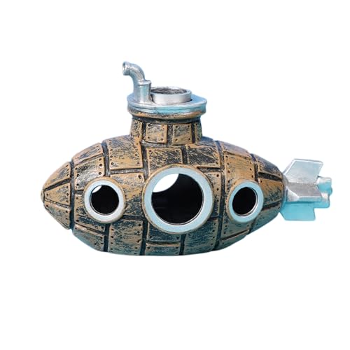Fish Tank Decoration, Retro Submarine Design, Aquarium Resin Fish Tank Accessories, Providing Hidden Cave Shelters for Fish