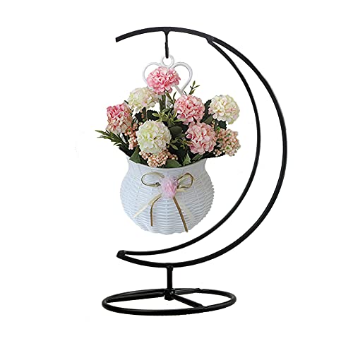 YY YEARCHY Ornament Display Stand Metal Stand Terrarium Air Plant Stand Flower Pot Holder Iron Pothook Stand for Hanging Glass Globe Ball - color: Black, size: 10.63"x4.88"X4.88"