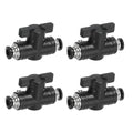 PATIKIL 6mm (1/4") Push to Connect Fittings Ball Valve, 4 Pcs 0-60 Degree BUC Air Flow Control Valve Quick Straight Connectors Air Hose Fitting for Pneumatic System Pipeline, Black - size: 6mm (1/4")
