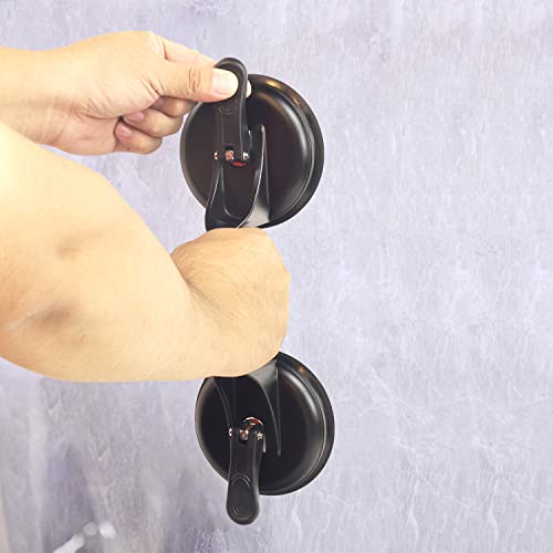2 Pack Suction Cups Heavy Duty Aluminum Vacuum Plate Handle Glass Holder Hooks to Lift Large Glass/Tile Lifter/Moving Glass/Pad for Lifting/Dent Puller - color: 2 Pack Double Plate-Black