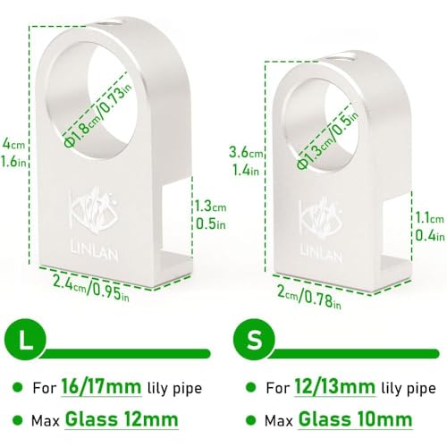 LINLAN 304 Stainless Steel Lily Pipe Inflow and Outflow with Mini Aluminum Alloy Pipe Holder, 360° Rotatable Outflow, Fits 1/2Inch ID (12/16mm) Filter Hose, for Rimless Aquariums (1/2") - size: Fits 1/2" ID Filter Hose