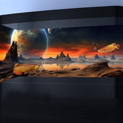 30X12IN Cosmic Aquarium Background, Cool Parallel Space Themed Fish Tank Background, Tropical Desert Terrarium Background with 8 EVA Double-Sided Tape - color: Outer Space, size: 30X12in/75X30cm