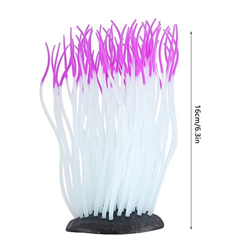 Simulation Anemone Artificial Anemone Glow in the Dark Silicone Aquarium Decor with Strong Suction Cup for Fish Tank Ornament (Purple) - color: Purple