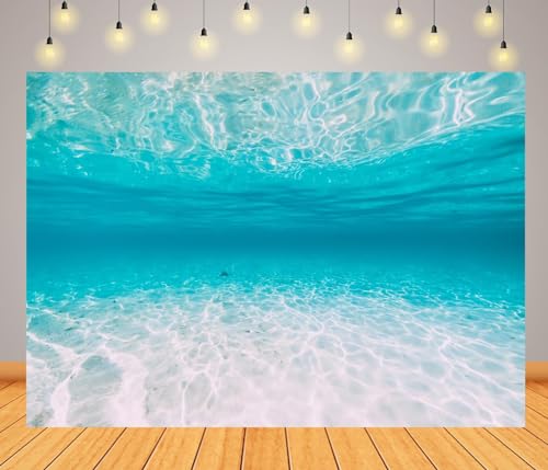 BELECO 7x5ft Fabric Underwater Backdrop Blue Deep Sea Ocean Waves Seabed Sand Sunlight Rays, Under The Sea Background Aquarium Backdrop Undersea Party Decorations Baby Shower Birthday Photo Prop