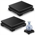2 Pcs Square Wooden Display Stand, 6.9" x 6.7" x 2" Wood Display Base Square Vase Riser Teapot Aquarium Lamp Base Home Decoration