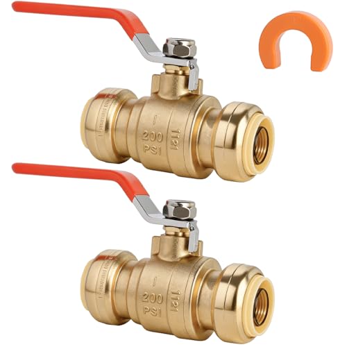 (Pack of 2) AB 1 Inch Push to Connect Ball Valve, 1 Inch Push Fit Ball Valve with Disconnect Clip, Full Port Water Shut Off Valve for Copper, CPVC,PE-RT and PEX Pipe, UPC Certified - size: 1" 2pcs