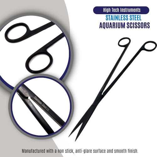 Aquarium Scissors Stainless Steel 12" Extra Long Water Grass Scissors for Aquatic Plants Pruning, Fish Tanks, Terrariums Used in Salt Water Fresh Water Landscape Maintenance Tools (Straight - Black) - style: Straight - Black