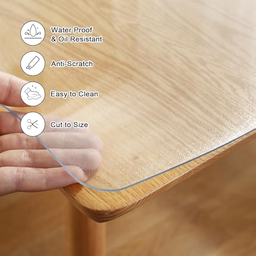 LovePads Frosted Desk Mat 14 x 24 Inch, 1.5mm Thick Frosted Table Protector, Waterproof Plastic Table Cover Protector, PVC Desk Protector Mat, Vinyl Desk Cover for Desktop, Coffee & Dining Table - color: New Frosted 1.5mm, size: 14" x 24" (Rectangular)
