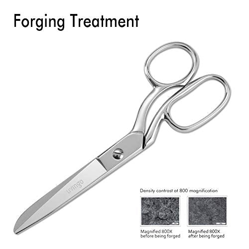 LIVINGO 8" Professional Heavy Duty Tailor Fabric Scissors, Dressmaker Sewing Classic Stainless Steel Ultra Sharp Forged Shears, Bent A-silver - color: A-silver