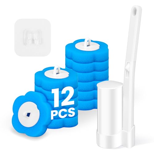 Disposable Toilet Brush, Toilet Wand Refills, Extended Handle with 12 Cleaner Refills Toilet Brush for Toilet Bowl Cleaners, Bathroom Cleaning - size: 1 Brush+12 Refills