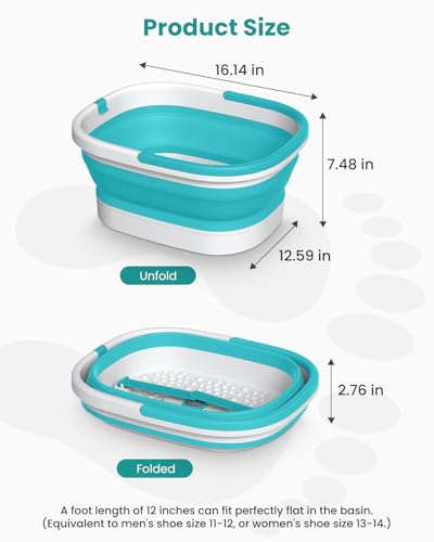 Nekteck Collapsible Foot Soaking Tub Bucket for Foot Bath Soak, Feet Basin Soaker with 138 Acupressure Nodes and Pumice Stone for Feet Health Foot Spa, Gifts for Men Women Dad Mom, Green - color: Green