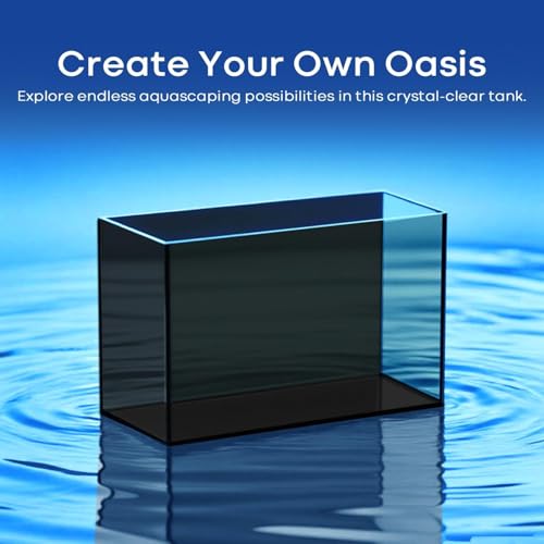 3 Gallon Glass Fish Tank Cube, Small Aquarium Fish Bowl for Betta Goldfish Snails Shrimp Aquatic Planting, Easy to Maintain Ultra Clear Rimless Design for Desktop Small Spaces