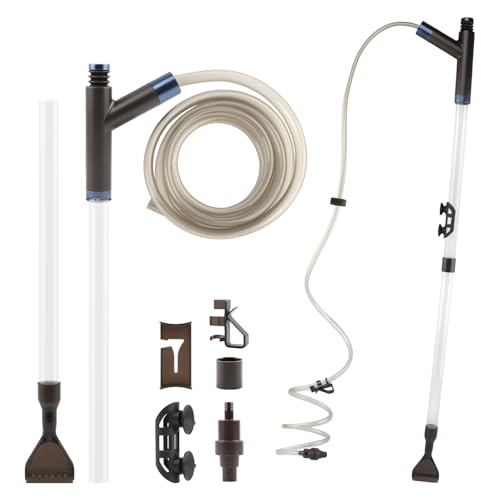 Aquarium Siphon Gravel Cleaner, Fish Tank Vacuum Cleaning Kit, Manual Water Changer Pump for Aquarium and Turtle Tanks, Gravel Vacuum Sand Washer for Removing Waste and Debris(COLOR:Black+Transparent)