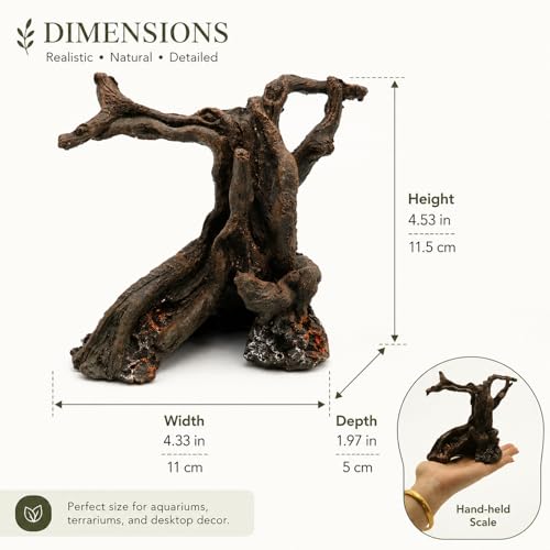 LUOZZY Aquarium Natural Trunk Aquarium Tree Root Model Resin Wood Branches for Underwater Fish Tank Decorations (Brown)