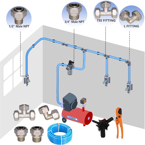 3/4''Straight Air Piping Fittings,Shop Compressed Air Line System fittings, Brass-Nickel Plated Rapid Air System Fittings 3/4"Tubing x 3/4" Male NPT Threads Adapter Fittings 2 pcs - size: 3/4