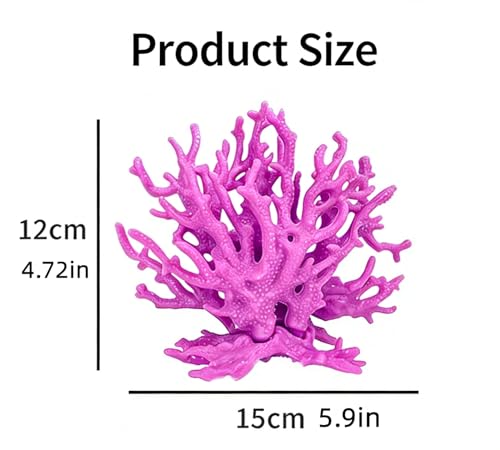 Artificial Coral Aquarium Ornament - PVC Fish Tank Decor for Aquascaping (5.9x5.12x2.17 Inch) - Purple - color: Purple