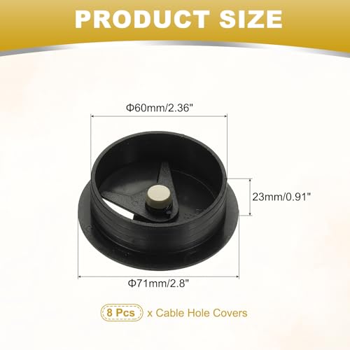 M METERXITY 8-Pack Cable Hole Cover, 2.8 Inch 70mm ABS Desk Cable Wire Cord Grommet Hole Cover for Home/Office Desktop Wire Organizer [Black] - color: Black, size: 2.8"