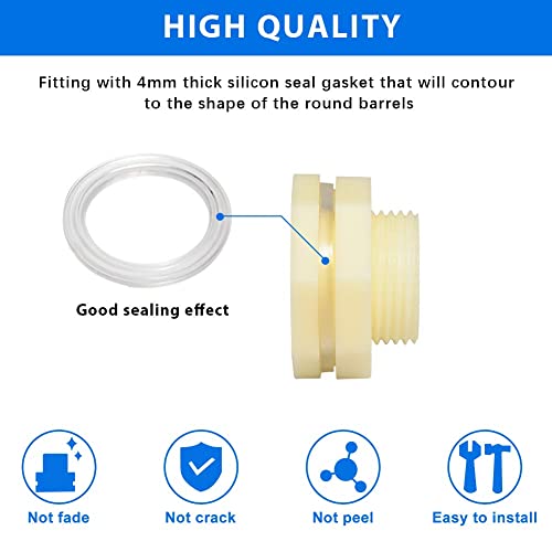 Quickun 1" ABS Bulkhead Water Tank Connector Adapter Fitting with Plugs Thru-Bulk Pipe Fitting (Set of 4) - size: 1 Inch, style: Set of 4