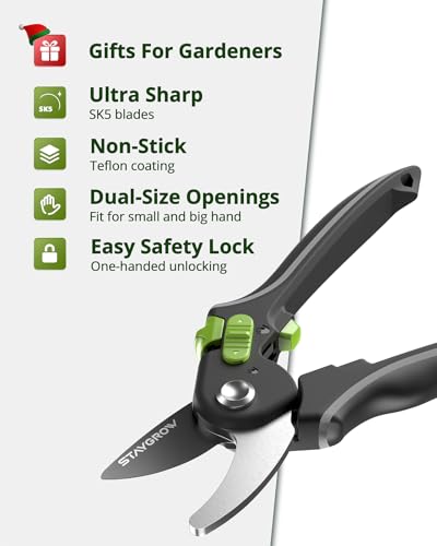 Gardening Scissors, Sharp Plant Trimming Scissors for Precise Cuts, Stainless Steel Pruning Shears Bonsai Clippers, 8.5" Bypass Garden Shears & 6.5" Straight Trimming Scissors 2 Pack - style: 6.5" Straight & 8.5" Bypass