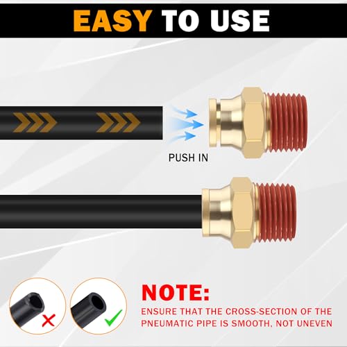 5PCS Quick Push to Connect Fittings,Brass Union Straight DOT Approved 1/4" Tube OD x 1/8" NPT Thread Air Suspension Kit for Truck Trailers and Air Brake System - size: 1/4" OD x 1/8" NPT, style: Quick Push Straight-5PCS