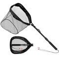 Rubber Coated Foldable Floating Fishing Net for Steelhead, Salmon, Catfish, Bass, Fly, Kayak, Easy Catch & Release with Telescopic Pole and Spring Shackle