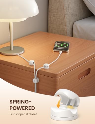 Lamicall 12Pack Rotatable Cord Organizer, Office Desk Nightstand Accessories - Cable Clips Management, Birthday Gifts for Teens Friends, Desk Phone Charger Holder Gadget, Home Workspace Organizer - color: Snow White, size: 12Pack