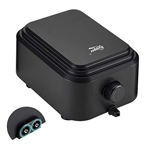 hygger Quiet <30dB Aquarium Air Pump, Adjustable Low Decibel Oxygen Fish Tank Pump 2 Air Outlets Ultra Silent Powerful Aerator Pump with Accessories Max 80GPH/160GPH/255GPH(10W, Up to 600Gallon) - size: 10W, Up to 600Gallon
