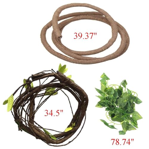 5 PCS Bearded Dragon Hammock, Flexible Jungle Climber Reptile Vines Terrarium Decor Bearded Dragon Tank Accessories for Climbing, Chameleon, Lizards, Gecko, Snakes, Crested Gecko - size: 5 PCS
