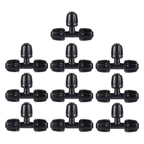 1/2 inch Irrigation Fittings Tee Connectors For (1/2" ID x0.6-0.63" OD) 16mm Drip Tubing Barbed Connectors-10 Pcs/pack - size: 1/2 inch Tee
