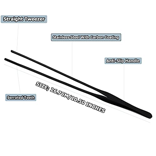 G.S Aquarium Tweezers Long Reptiles Feeding Tongs for Aquatic Plants Spider Snakes Lizards (12" Straight)
