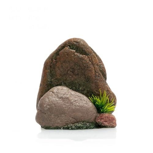 Mipukbay Small Aquarium Decor Rock, Resin Fish Tank Artificial Stone Ornament for Freshwater/Saltwater, Safe Landscape Hideout for Betta Fish, Goldfish and Aquatic Pets - size: Small