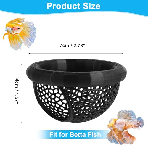 Betta Hideout Cave, Aquarium Floating Betta Hideout, Multi-Functional Betta Fish Hammock, Black - color: Black
