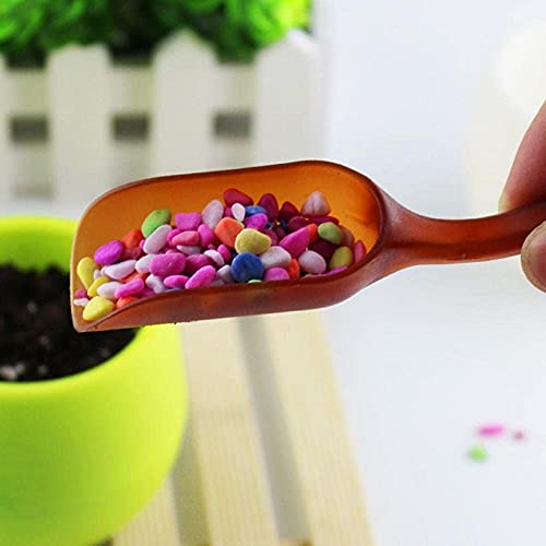 10Pcs Colorful Plastic Mini Gardening Shovel Spoons Soil Scoops, Succulent Sand Scoops/Cultivation Digging Transplanting Tools for Succulents Potted Flowers (Brown) - color: Brown