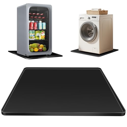 ToLanbbt Mini Fridge Silicone Mat - 20" x 20" x 0.6" Mini Fridge Drip Tray Under Refrigerator Mat Carpet Floor Protector, Leak-Resistant Portable AC Pan for Washing Machine Dishwasher Dryers, Black - color: Black, size: 20"x20"x0.6"