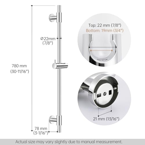 KES 30-Inch Shower Slide Bar with Adjustable Handheld Shower Head Holder, Reuse Existing Holes, SUS304 Polished Stainless Steel Wall Mount for Bathroom, Drilling Required, F209S78-PS - color: Polished Finish, style: 30.7-Inch+Drill Mounted