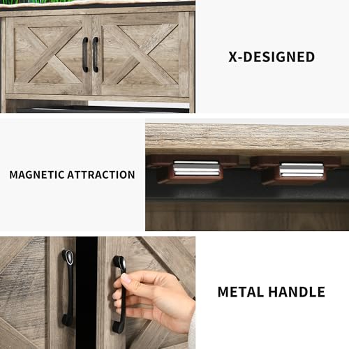 DWVO Heavy Duty Metal Aquarium Stand with Power Outlets, Cabinet for Fish Tank Accessories Storage - Suitable for 40-50 Gallon Fish Tank Stand, Turtle, Reptile Terrarium, 660LBS Capacity, Grey