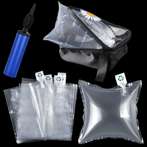 200 Pcs Packing Air Bags, Air Pillows for Shipping, Clear Plastic Air Cushion Bags, Inflatable Protector Bags with Free Pump for Moving, Shipping and Packaging, 7.9 × 7.9 In
