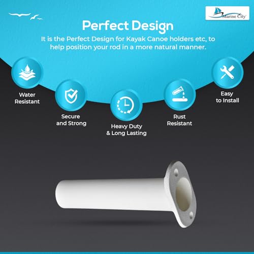 MARINE CITY Flush Mount Fishing Rod Holder, 90 Degree ABS Plastic, for Boats, Kayaks, Yachts - color: White, style: 4 Pcs