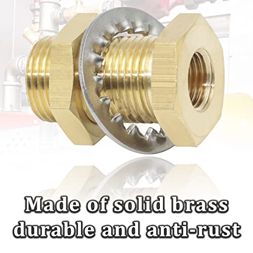 CheeMuii 4 pcs 1/4 Bulkhead Brass Pipe Fitting Anchor Coupling Bulkhead Tank Fitting 1/4" Bulkhead Tank Fitting Frame Hose Connector