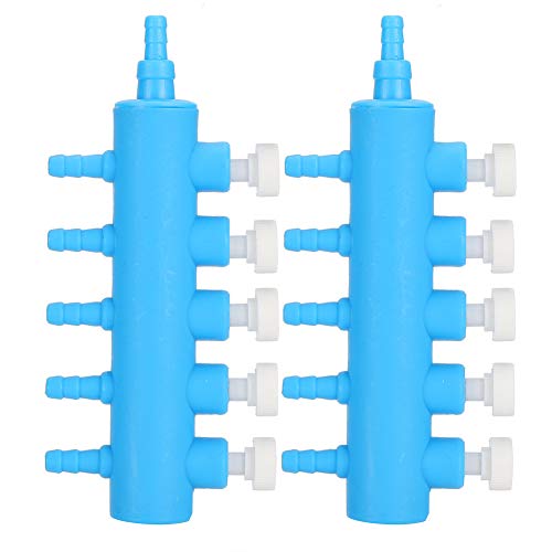 Fishtank Air Splitter, 2pcs Aquarium Air Flowing Control Lever Valve Pipe Distributor Aquarium Oxygen Pump Adapter Accessory 4 Way Outlet Fish Tank Air Splitter (One Minute Five) - size: One minute five, style: One minute five