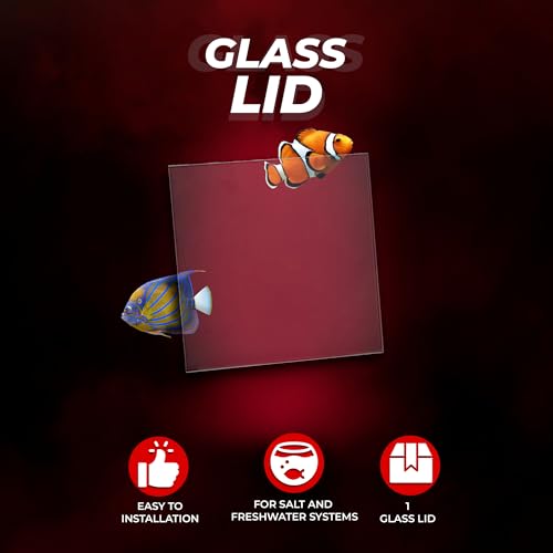 Aquatop Glass Lid with Clips for HCC-8 Tank – 3mm Thick, 7.17 in x 7.09 in – Durable Aquarium Cover – High Clarity Low Iron Glass – HCC-LID8