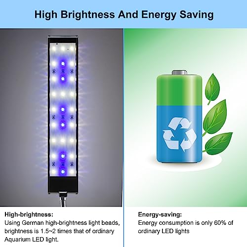 DaToo Aquarium Light Small LED Clip Light for Fish Tank 10W, 1 Yr Warranty - size: 10W (Without Timer & Dimmer)