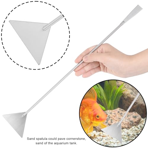 15Inch Extra Long Design Aquarium Aquascaping Tool Stainless Steel Aquascape Tools Kit 4 in 1 Anti-Rust Fish Tank Starter Kit with Long Tweezers Scissors Spatula for Aquarium Plants (Silver) - color: Silver