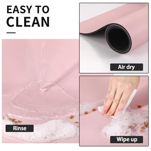 HotLive Dog Food Mat - Absorbent Cat Mat for Food and Water, No Stains Pet Feeding Bowl Mat, Easy to Clean Pet Placemats, Quick Dry Dog Water Dispenser Mat for Messy Drinkers | Paw Pink 12"x 19" - color: Paw Pink, size: 12"x19"