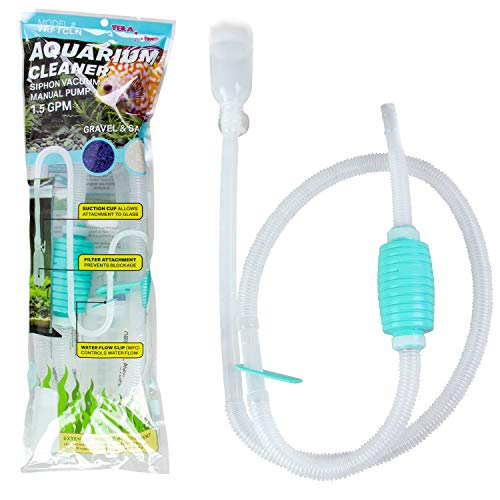 TERA PUMP TRFTCLN Aquarium Gravel Cleaner (BPA Free) Aquarium Sand Cleaner/Water Siphon with Long Nozzle & Water Flow Controller (10-20 Gallon Tank) - size: Large