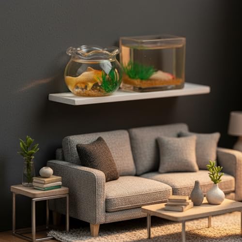 1/12 Dollhouse Fish Tank 2PCS Miniature Dollhoue Accessories Realistic Goldfish Bowl Resin Craft Random Fish Color, Micro Landscape Desktop Ornaments Décor for DIY Fairy Gardens & Model Displays